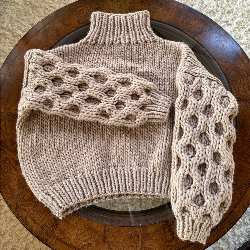 Mr Mittens Knit Turtleneck Sweater - Tan